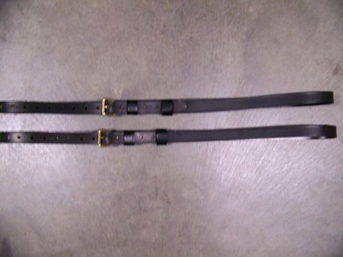 Leather luggage straps for luggage rack/carrier~(2) set~black~solid brass buckle