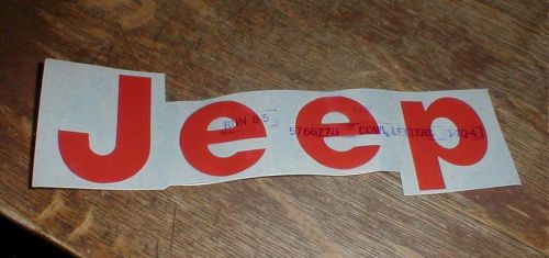 2 oem original amc jeep red vinyl cowl letters emblem decals 5766778 1-pair