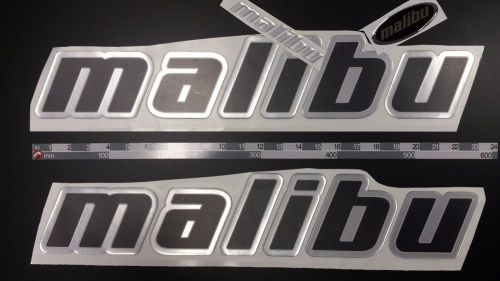 Malibu boat emblem 22.5&#034; stickers set black chrome - adesivi barca - pegatinas