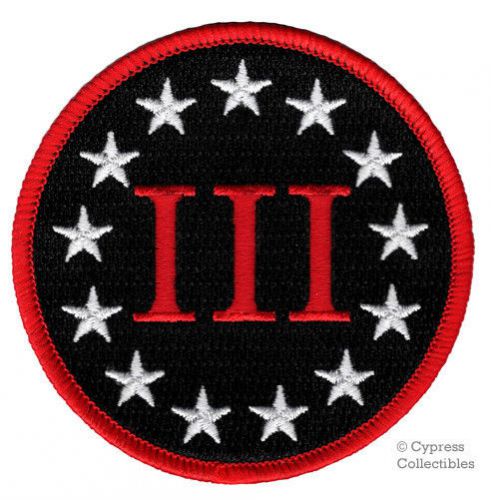 Iii percent biker patch embroidered iron-on 2nd amendment patriotic gun emblem