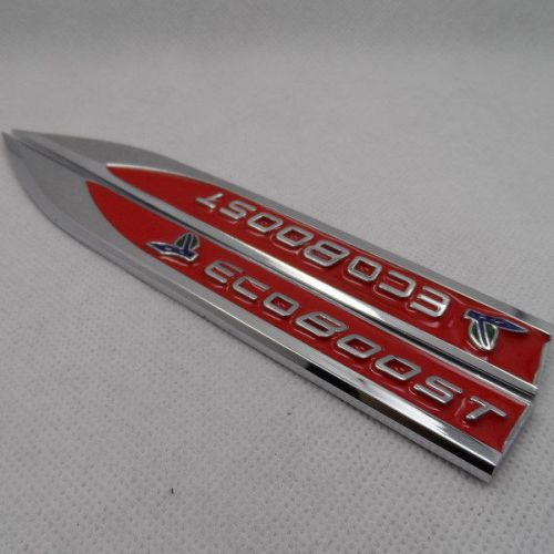 Car badge emblem sticker side metal decals ecoboost 2pcs set red