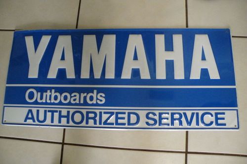 Yamaha outboard authorized service tin sign emblem blue white 36&#034;x16&#034;