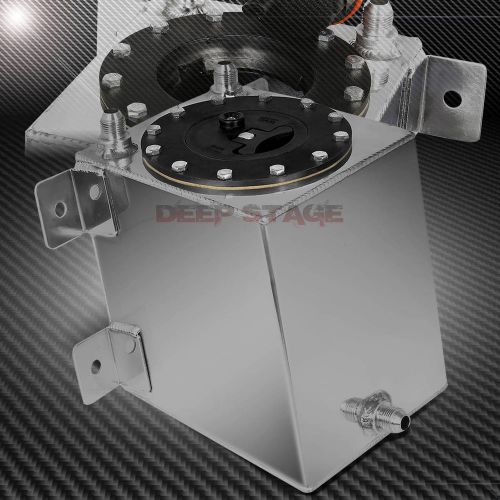 1 gallon lightweight polished aluminum gas fuel cell tank/2" sump+level sender