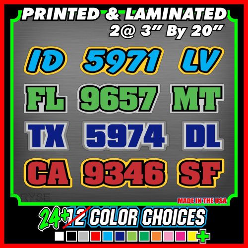 Custom snowmobile registration id numbers letter vinyl 3 color stickers decals