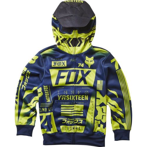 Fox racing union youth boys full zip up hoody day glo green