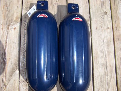 Navy blue boat fenders 6.5'' x 23'' set of 2 bumpers vinyl docking ribbed new