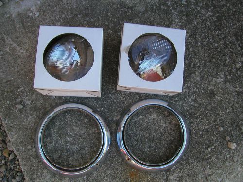 1951 chevrolet chevy truck pair of 6v head lights &amp; chrome holder grill mounts