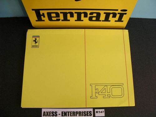 1988 - 1989 ferrari f40 owners manual users technical instructions book # k147