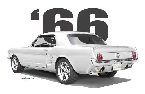 Auto art t-shirt white 1966 mustang coupe