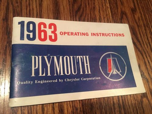 1963 plymouth owners manual instructions guide original with extra mail in card