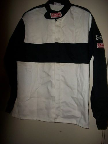 New leaf fire jacket l lg large imca sfi race racing proban white black firesuit