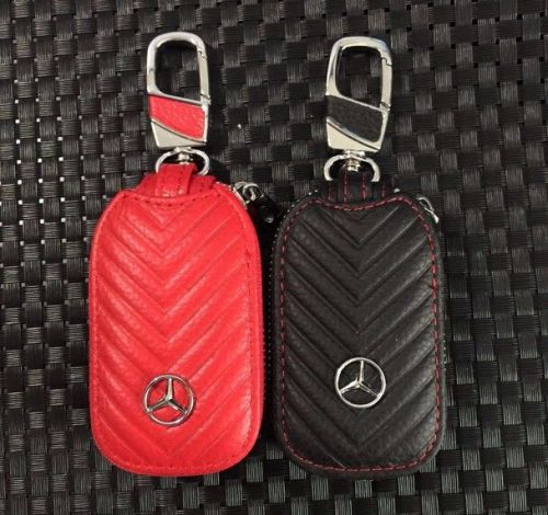 Genuine leather car key holder key chain ring case bag for any brands