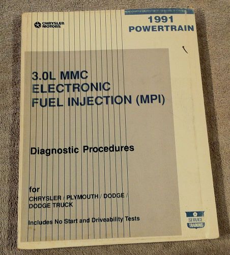 1991 91 chrysler 3.0 mmc oem factory service powertrain diagnostic manual