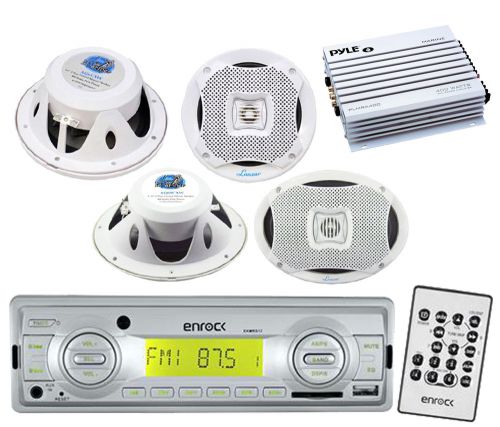 Enrock marine usb aux am fm radio,400w amplifier,marine 6.5&#034;/6x9&#034;marine speakers