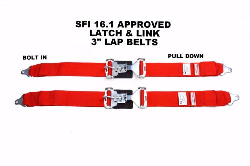 Racerdirect.net new pair 3&#034; latch &amp; link lap belt 2pt racing belt bolt in red