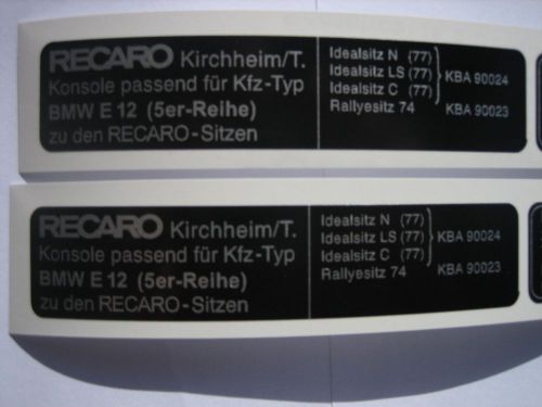 Bmw e12 520 520i 528i 530i euro recaro seat stickers - must have!!!!