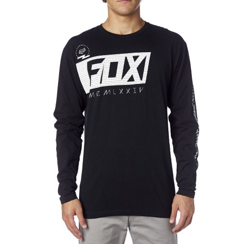Fox racing mens black/white primary step long sleeve t-shirt tee