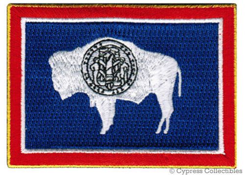 Wyoming biker patch iron-on embroidered motorcycle state flag