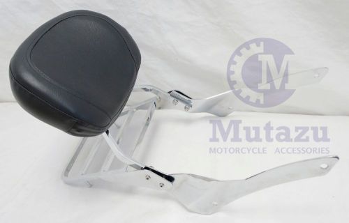 Mutazu chrome sissy bar backrest w/ luggage rack fits yamaha v star 650 classic