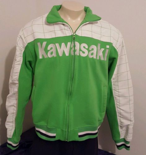 Kawasaki motorcylces green zip up jacket sweatshirt jacket men's xl, rare find!!