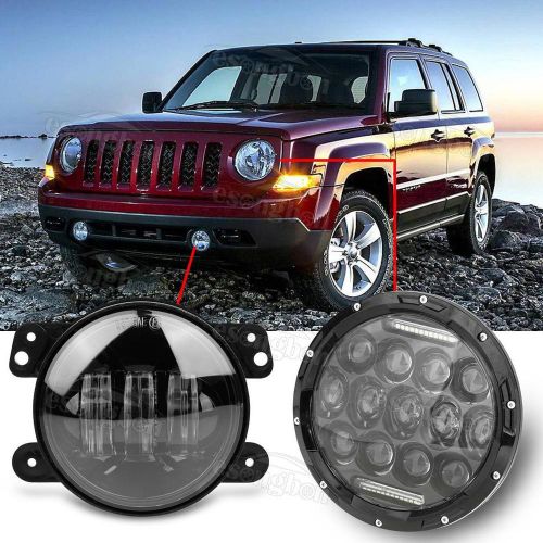 Buy Pair 4" Fog Auxiliary Fog 30W w/7" 75W LED Cree headlight for Jeep Wrangler in Milpitas
