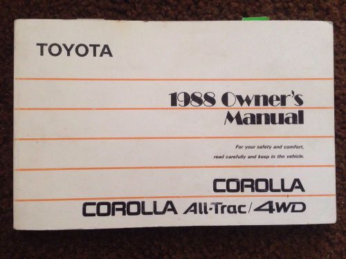 1988 toyota corolla all-trac owner&#039;s manual 01999-12490