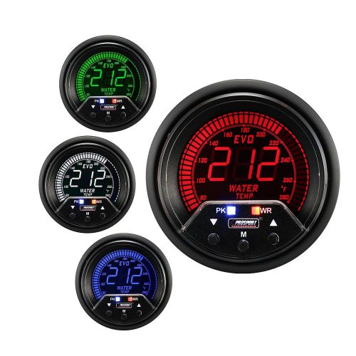 Prosport 60mm evo red blue green white led water temperature gauge fahrenheit