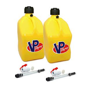 2 Pack VP Racing Yellow 5 Gallon Square Fuel Jug/2 Shut Off Hoses/Water/Gas Can, US $94.75, image 2