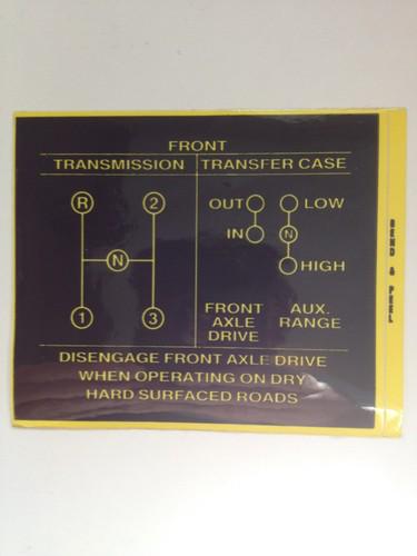 Jeep decal for jeep jeepster transmission and transfer case shifting pattern!!