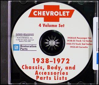 Chevy car and corvette truck parts book cd 1964 1963 1962 1961 1960 1959 1958