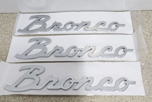 3 pcs chrome bronco emblems 10" self adhesive new