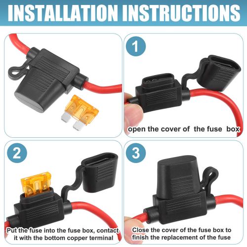 4 Set DC 12V 10AWG ATC Blade Style Inline Fuse Holder with 5A Standard Fuse, US $15.67, image 3