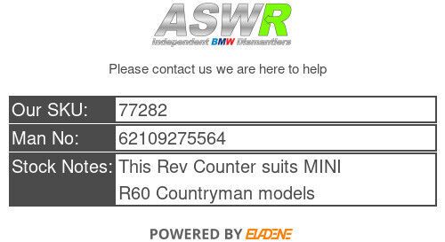 MINI Rev Counter R60 Countryman 62109275564, US $, image 2