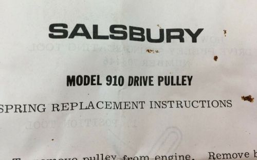 VINTAGE SALSBURY 910 DRIVE CLUTCH 690239 SPRING KIT NOS OEM PART, US $26.00, image 4