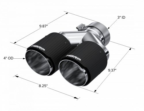 MBRP for 3in ID / Dual 4in OD Out Staggered L 9.87in / R 9.37in Dual Wall Carbon, US $169.99, image 4
