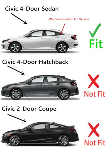 Fit 2016-2021 Honda Civic 4-Door Sedan Driver Left Side Quarter Window Glass, US $89.90, image 4