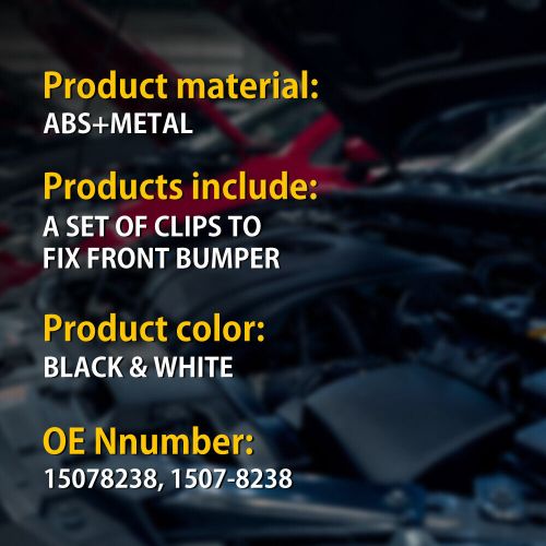 New set to clips of fits front bumper 2009-2019 fix toyota corolla metal black a