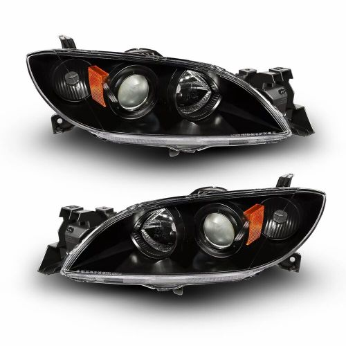 For 2004-2009 Mazda 3 Sedan Black Housing Amber Corner Projector Headlights Set, US $115.99, image 17