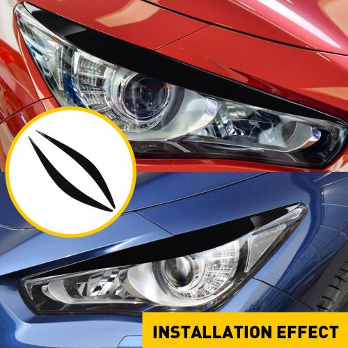 For 2014-2022 Infiniti Q50 Headlight Eyelid Trim Cover Eyebrow Rear Black, US $16.99, image 2