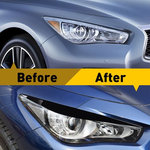 For 2014-2022 Infiniti Q50 Headlight Eyelid Trim Cover Eyebrow Rear Black, US $16.99, image 8