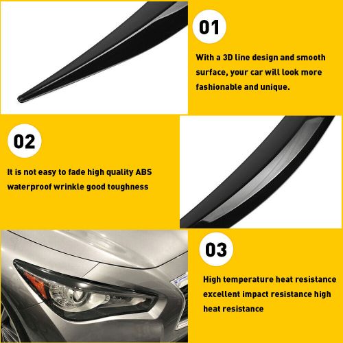 For 2014-2022 Infiniti Q50 Headlight Eyelid Trim Cover Eyebrow Rear Black, US $16.99, image 11