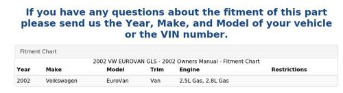 2002 VW EUROVAN GLS - 2002 Owners Manual, US $129.99, image 5