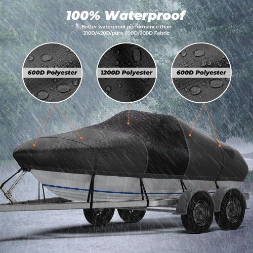 RVMasking Middle 1200D Reinforced Boat Cover with Storage Bag Trailerable Mar..., US $198.02, image 2