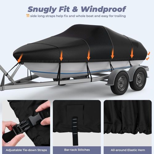 RVMasking Middle 1200D Reinforced Boat Cover with Storage Bag Trailerable Mar..., US $198.02, image 4