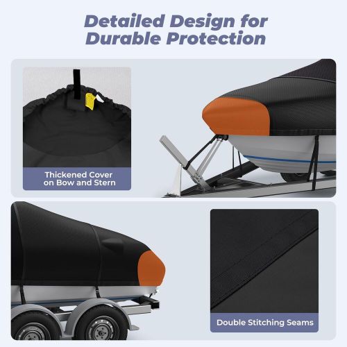 RVMasking Middle 1200D Reinforced Boat Cover with Storage Bag Trailerable Mar..., US $198.02, image 6