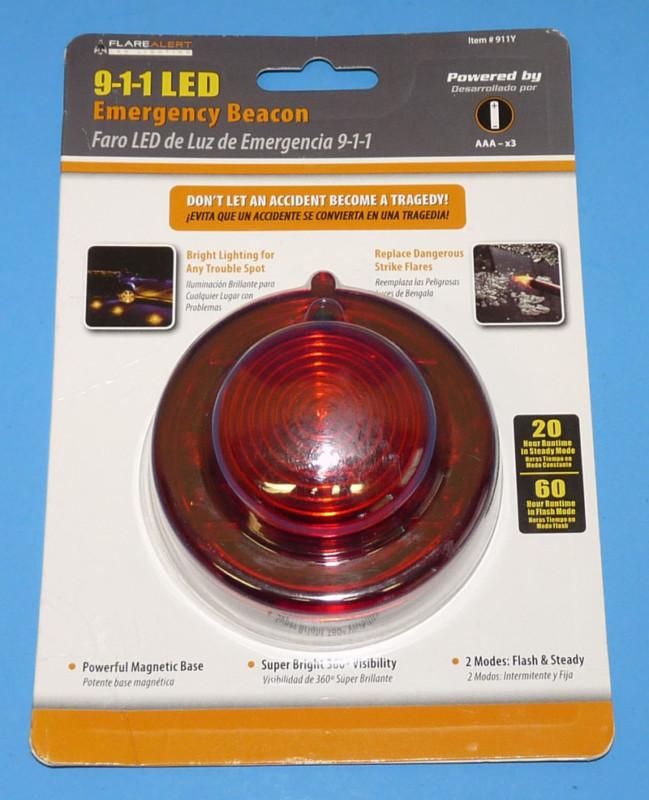Flarealert 9-1-1 led emergency beacon red new 911y crush proof!