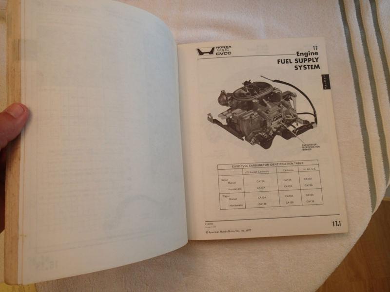 Buy 1977 Honda Civic CVCC Service Manual in Honey Brook, Pennsylvania