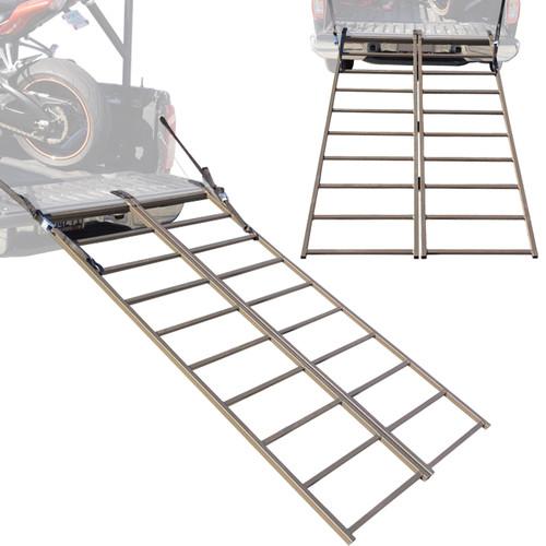New folding 74x44 atv quad motorcycle bi-fold ramp steel loading truck ramps
