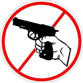 Warning decal / sticker ** no hand guns  * pistol