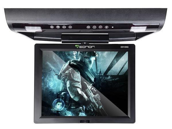 D3103g car overhead roof mount flip down swivel 15" lcd dvd player games ir usb